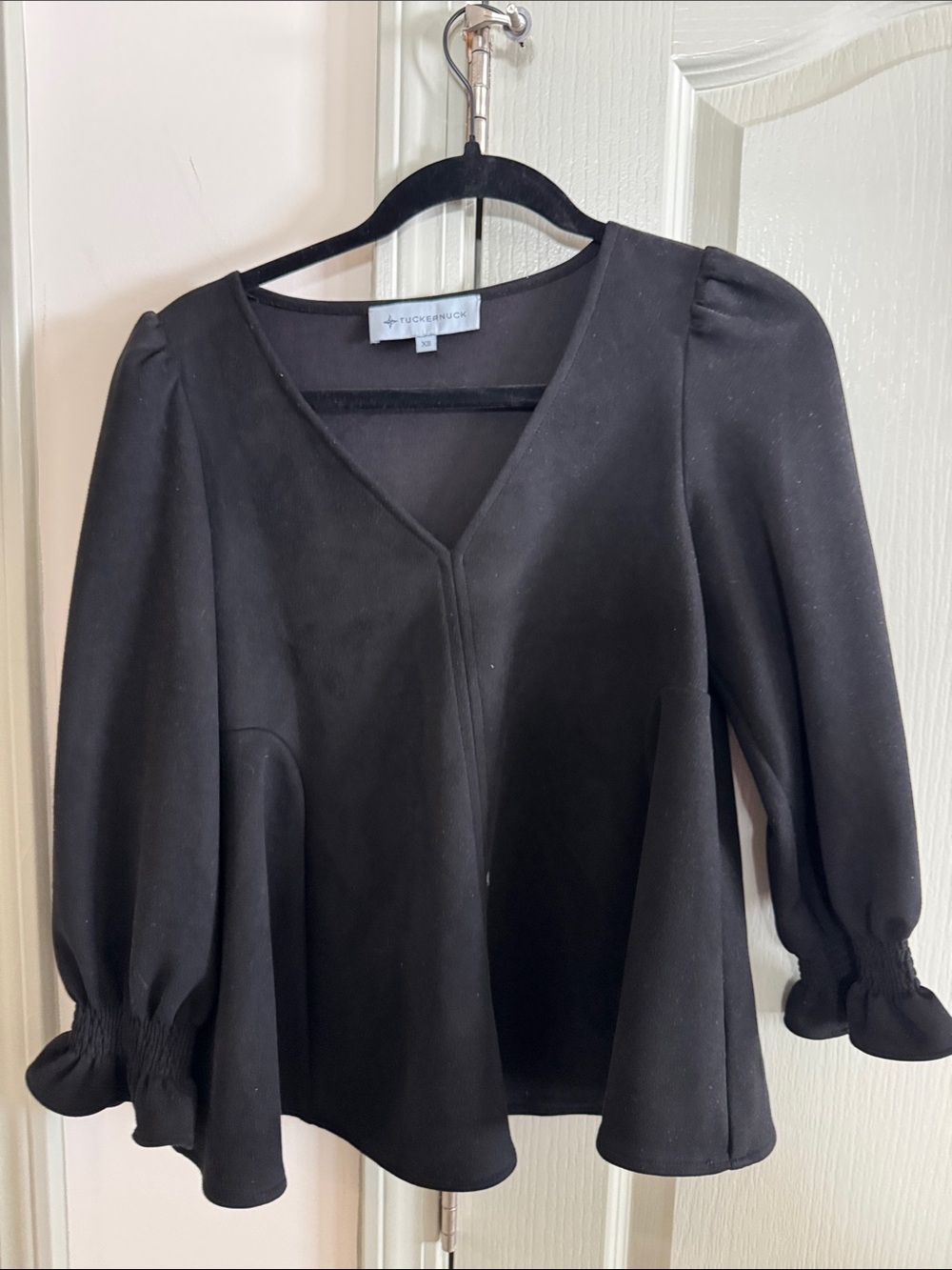 Tuckernuck Black V-Neck Peplum Blouse